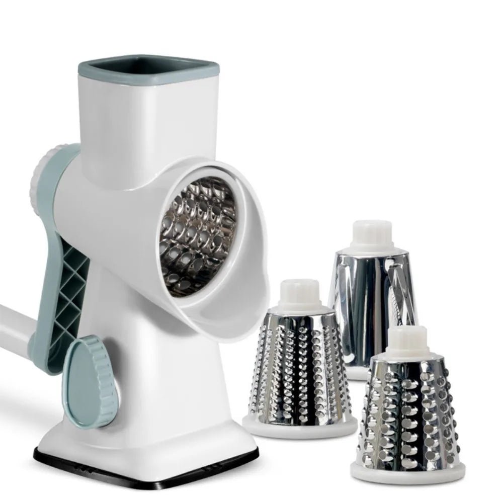 Küchenhelfer, 3-in-1-Gemüseschneider mit Handkurbel, arbeitssparende rotierende Käsereibe aus Kunststoff, manueller Gemüseschredder, Karotten - flohmarkt-deutschland.shop
