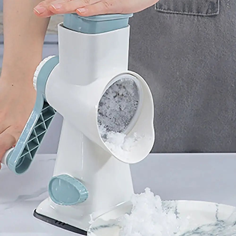 Küchenhelfer, 3-in-1-Gemüseschneider mit Handkurbel, arbeitssparende rotierende Käsereibe aus Kunststoff, manueller Gemüseschredder, Karotten - flohmarkt-deutschland.shop