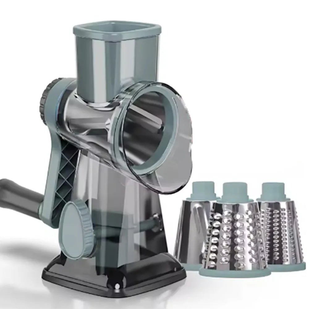 Küchenhelfer, 3-in-1-Gemüseschneider mit Handkurbel, arbeitssparende rotierende Käsereibe aus Kunststoff, manueller Gemüseschredder, Karotten - flohmarkt-deutschland.shop