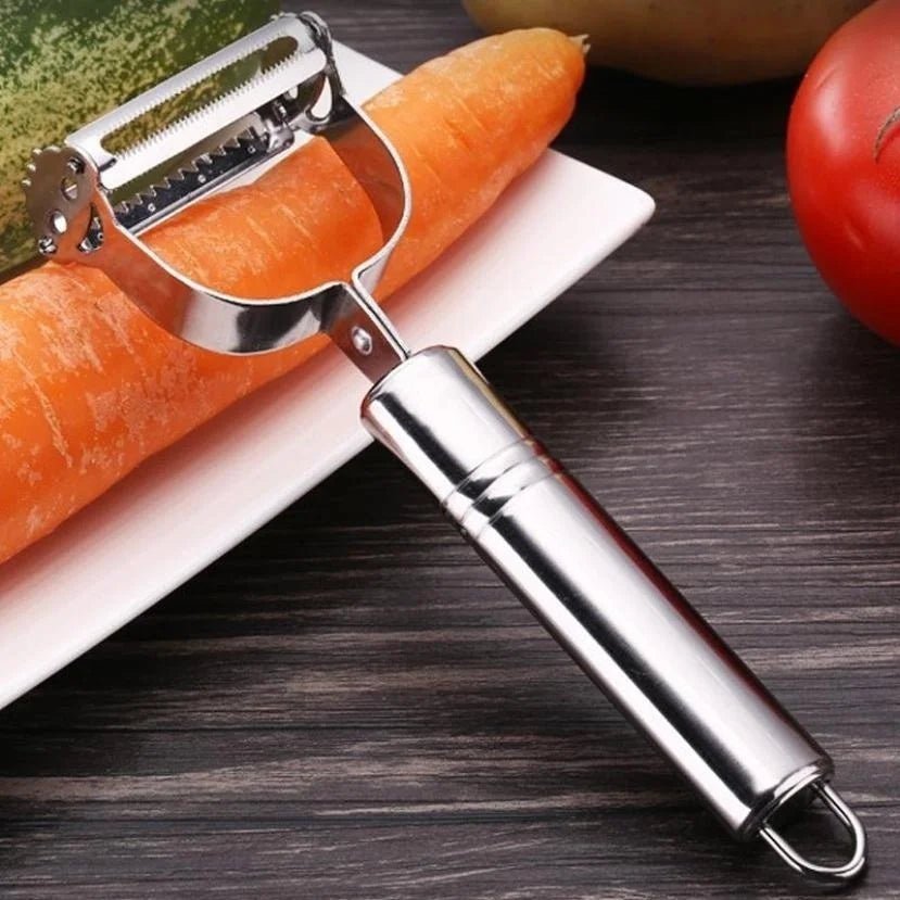 KüchenMeister 2 In 1 Edelstahl Schäler Und Reibe Für Gemüse Und Obst - Scharfe Klingen Für Saubere Schnitte - flohmarkt-deutschland.shop