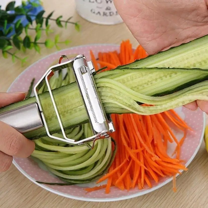 KüchenMeister 2 In 1 Edelstahl Schäler Und Reibe Für Gemüse Und Obst - Scharfe Klingen Für Saubere Schnitte - flohmarkt-deutschland.shop