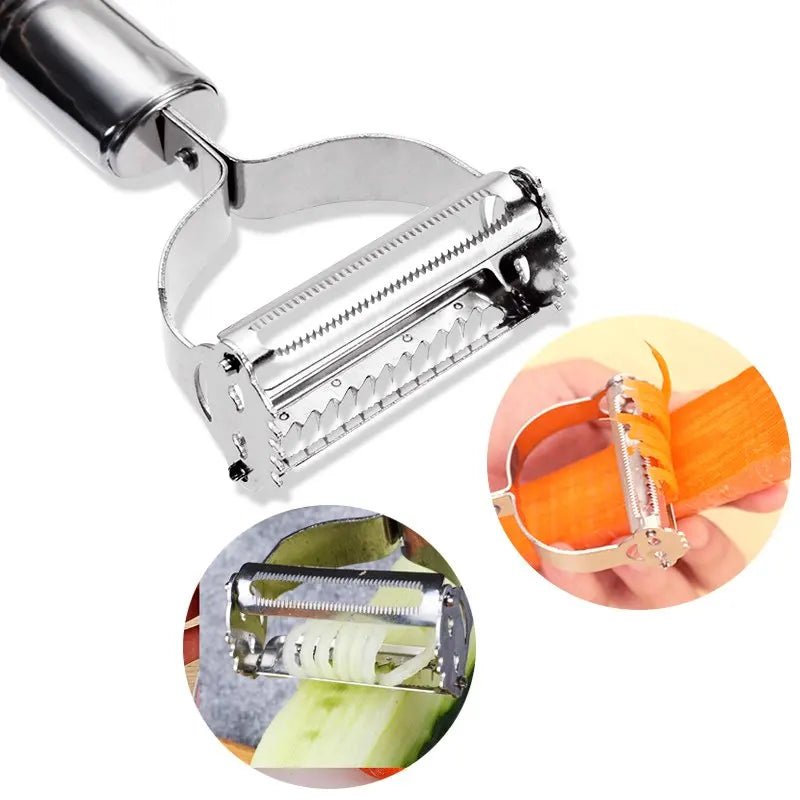KüchenMeister 2 In 1 Edelstahl Schäler Und Reibe Für Gemüse Und Obst - Scharfe Klingen Für Saubere Schnitte - flohmarkt-deutschland.shop