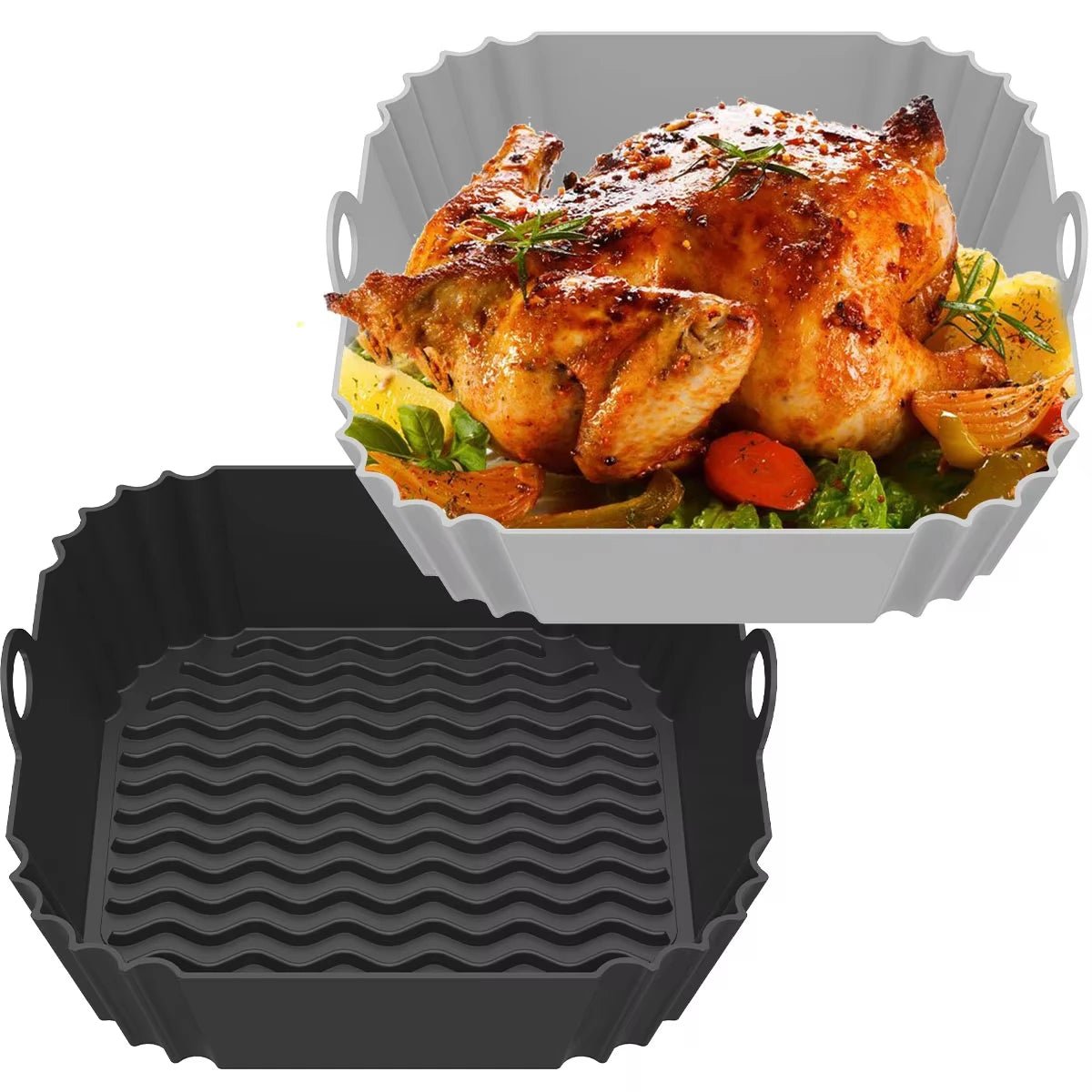 KüchenMeister Silikon Air Fryer Einlage Quadrat Wiederverwendbar Lebensmittelecht - Hitzebeständig Bis 240 Grad - flohmarkt-deutschland.shop