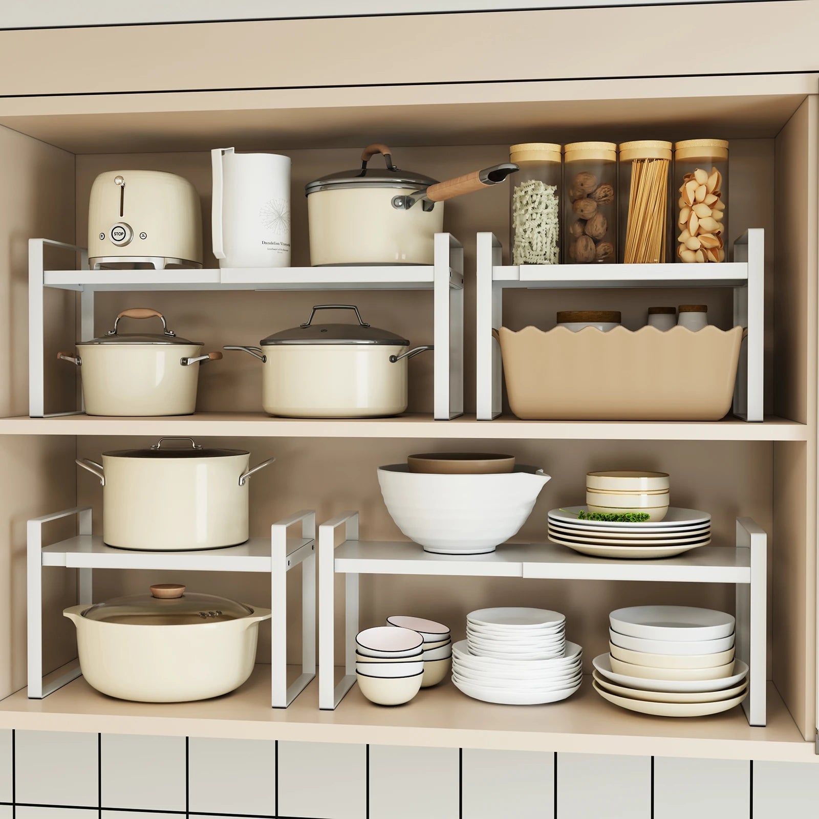 Küchenregal unter der Spüle, geschichtetes Regal im Schrank, Arbeitsplatte, ausziehbarer Schrank, Geschirrregal für den Heimgebrauch - flohmarkt-deutschland.shop