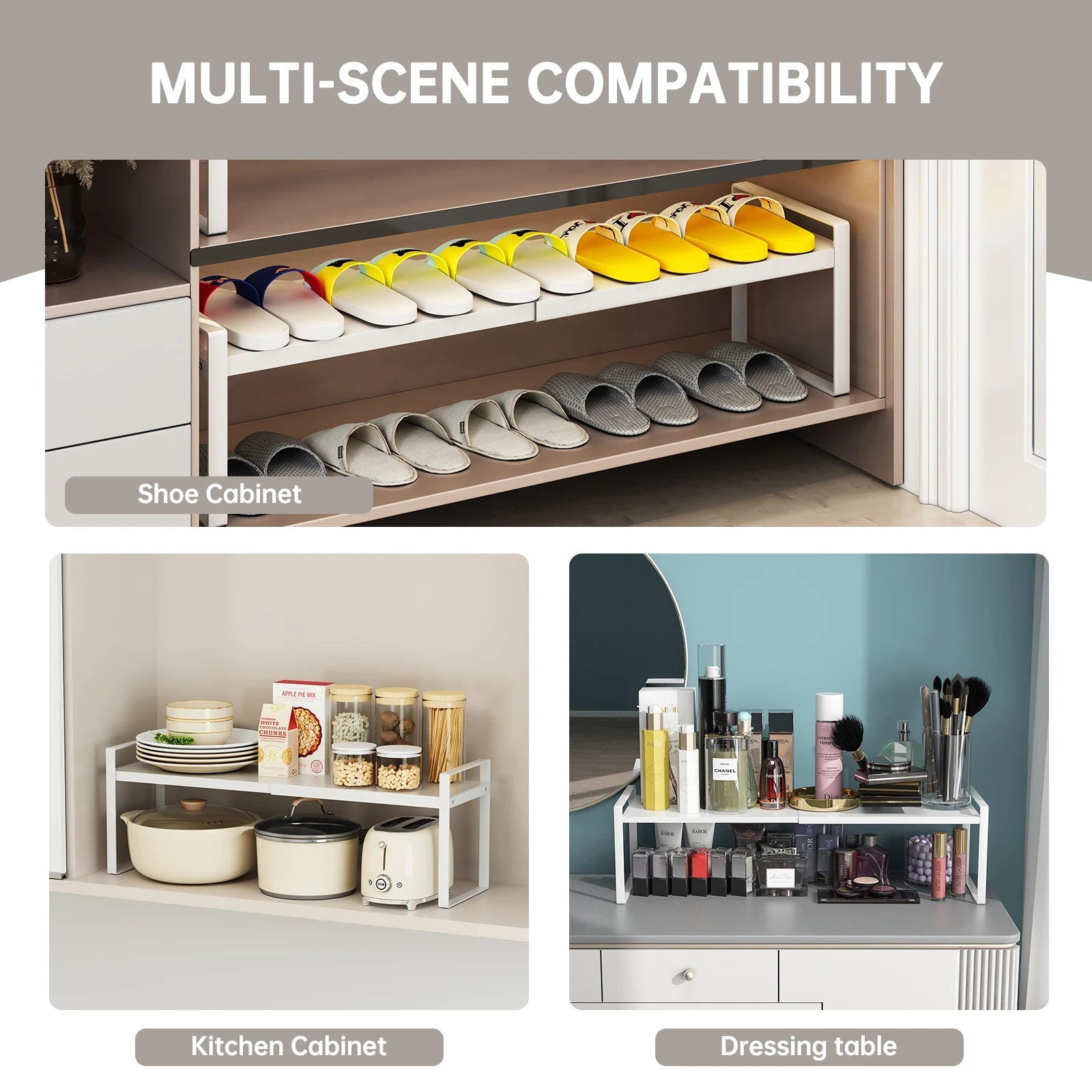 Küchenregal unter der Spüle, geschichtetes Regal im Schrank, Arbeitsplatte, ausziehbarer Schrank, Geschirrregal für den Heimgebrauch - flohmarkt-deutschland.shop