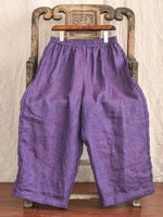 Künstlerische High-End Hanf-Hose mit weitem Bein für Damen – Dünne, lässige Harlan-Hose aus Baumwoll-Leinen, knöchellang, bequem, gerader Schnitt - flohmarkt-deutschland.shop