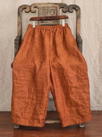 Künstlerische High-End Hanf-Hose mit weitem Bein für Damen – Dünne, lässige Harlan-Hose aus Baumwoll-Leinen, knöchellang, bequem, gerader Schnitt - flohmarkt-deutschland.shop