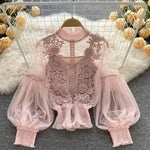 Lace Puff Long Sleeve Blouse Vintage Fashion Blouses Elegant Femme Blusas Korean Woman Tops Women Shirts Clothing Dropshipping - flohmarkt-deutschland.shop