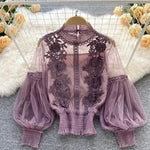 Lace Puff Long Sleeve Blouse Vintage Fashion Blouses Elegant Femme Blusas Korean Woman Tops Women Shirts Clothing Dropshipping - flohmarkt-deutschland.shop