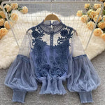 Lace Puff Long Sleeve Blouse Vintage Fashion Blouses Elegant Femme Blusas Korean Woman Tops Women Shirts Clothing Dropshipping - flohmarkt-deutschland.shop