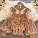 Lace Puff Long Sleeve Blouse Vintage Fashion Blouses Elegant Femme Blusas Korean Woman Tops Women Shirts Clothing Dropshipping - flohmarkt-deutschland.shop
