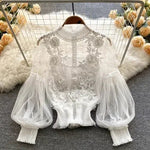 Lace Puff Long Sleeve Blouse Vintage Fashion Blouses Elegant Femme Blusas Korean Woman Tops Women Shirts Clothing Dropshipping - flohmarkt-deutschland.shop