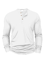 Langärmliges Herren-T-Shirt mit Henley-Ausschnitt, schmale Passform, T-Shirt mit lässigem Knopf, bequemes Fitness-T-Shirt, gemütliches Oberteil - flohmarkt-deutschland.shop