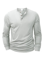 Langärmliges Herren-T-Shirt mit Henley-Ausschnitt, schmale Passform, T-Shirt mit lässigem Knopf, bequemes Fitness-T-Shirt, gemütliches Oberteil - flohmarkt-deutschland.shop