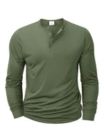 Langärmliges Herren-T-Shirt mit Henley-Ausschnitt, schmale Passform, T-Shirt mit lässigem Knopf, bequemes Fitness-T-Shirt, gemütliches Oberteil - flohmarkt-deutschland.shop