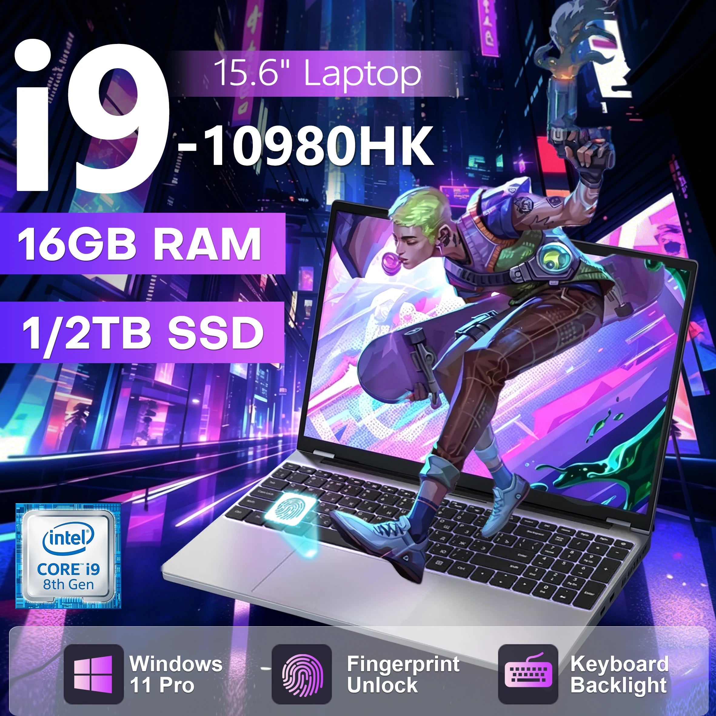 Laptop 15,6 Zoll Intel Core i9 16GB RAM Fingerabdruck Windows 11 - flohmarkt-deutschland.shop