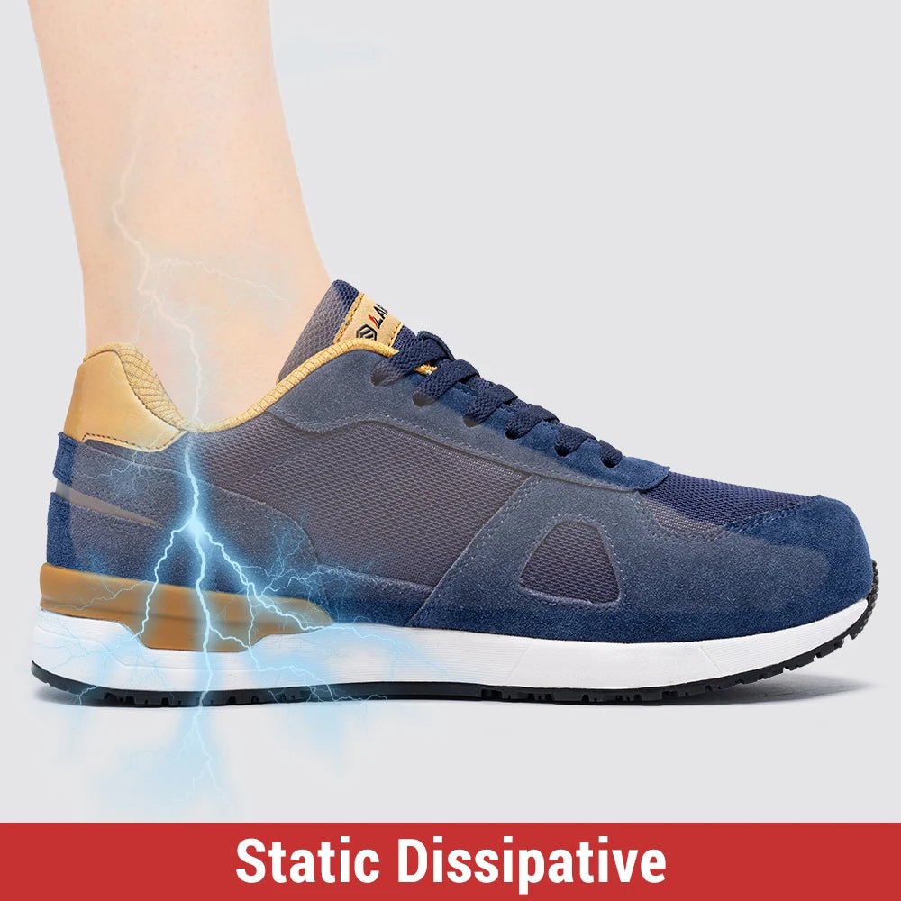 LARNMERN Männer Stahlkappe Schuhe Antistatische Sicherheitsschuhe Frauen Composite Atmungsaktive Slip On Arbeit Turnschuhe Industries Schutz - flohmarkt-deutschland.shop