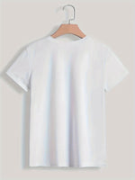 Lebhaftes Santorini-T-Shirt mit Grafikdruck, Rundhalsausschnitt, atmungsaktiv, kurzärmelig, lässig, Sommer und Frühling – modische Damenbekleidung - flohmarkt-deutschland.shop