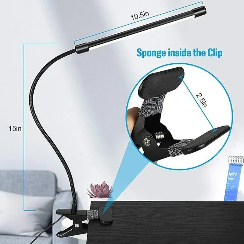 LED Clip Schreibtischlampe Augenschutz Nachttisch Studium schwarz - flohmarkt-deutschland.shop