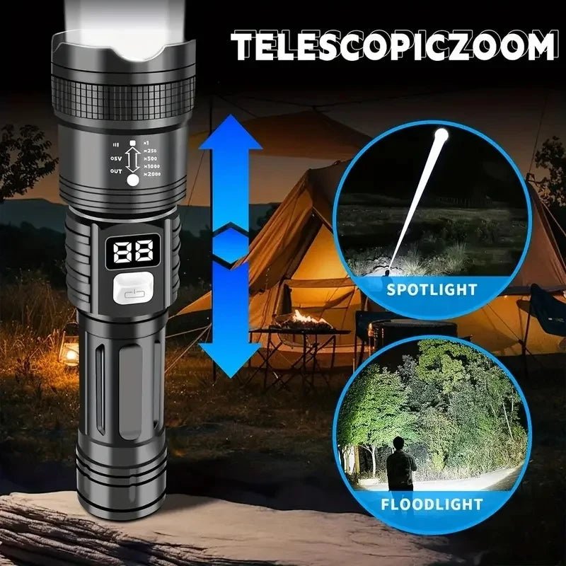 LED Taschenlampe 100000LM USB-C wiederaufladbar wasserdicht Camping - flohmarkt-deutschland.shop