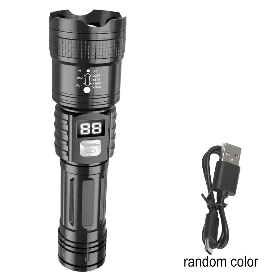 LED Taschenlampe 100000LM USB-C wiederaufladbar wasserdicht Camping - flohmarkt-deutschland.shop