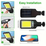 LED/COB-Solar-Bewegungsmelder-Licht, 3 Helligkeitsmodi, Außenwandleuchte für Haustür, Hof, Weg, Carport, Plantation, Skisort - flohmarkt-deutschland.shop
