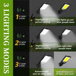 LED/COB-Solar-Bewegungsmelder-Licht, 3 Helligkeitsmodi, Außenwandleuchte für Haustür, Hof, Weg, Carport, Plantation, Skisort - flohmarkt-deutschland.shop