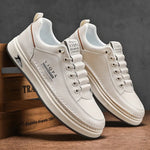Leder-Freizeitschuhe für Herren, atmungsaktive weiße Turnschuhe, modische Fahren, Wandern, Tennisschuhe für Herren, italienische Büro-Flats-Schuhe - flohmarkt-deutschland.shop