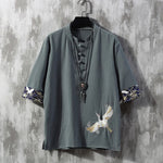 Leinen Tang-Shirt Herren – Chinesischer Stil, locker, Sommer - flohmarkt-deutschland.shop