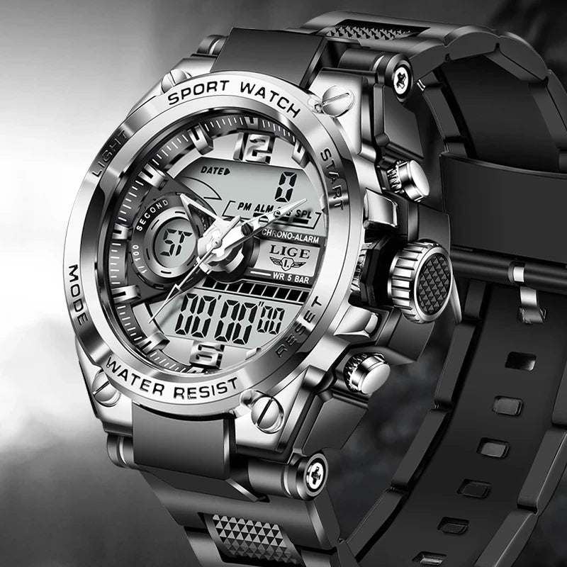 LIGE Herren Digitaluhr – Militär, LED, 50m Wasserdicht, Sport Quarzuhr - flohmarkt-deutschland.shop