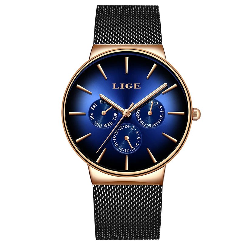 LIGE Neue Mode Frau Uhr Elegante Luxus Einfache Ultra-dünne Mesh Stahl Gürtel Quarz Damen Uhren Wasserdicht Casual Datum uhr - flohmarkt-deutschland.shop