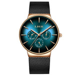 LIGE Neue Mode Frau Uhr Elegante Luxus Einfache Ultra-dünne Mesh Stahl Gürtel Quarz Damen Uhren Wasserdicht Casual Datum uhr - flohmarkt-deutschland.shop