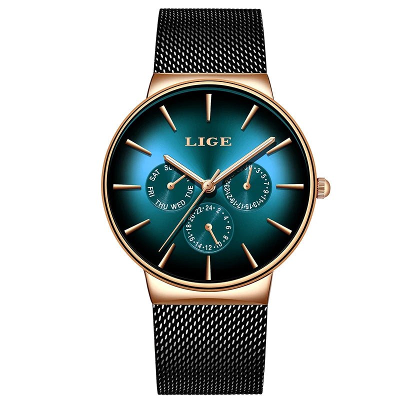 LIGE Neue Mode Frau Uhr Elegante Luxus Einfache Ultra-dünne Mesh Stahl Gürtel Quarz Damen Uhren Wasserdicht Casual Datum uhr - flohmarkt-deutschland.shop
