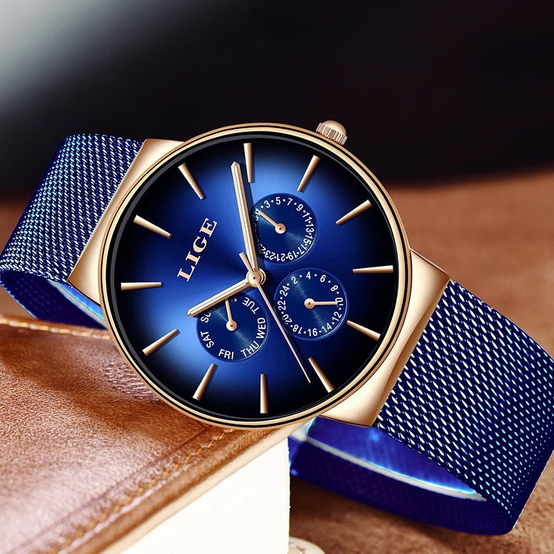 LIGE Neue Mode Frau Uhr Elegante Luxus Einfache Ultra-dünne Mesh Stahl Gürtel Quarz Damen Uhren Wasserdicht Casual Datum uhr - flohmarkt-deutschland.shop