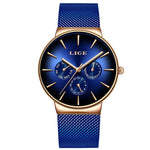 LIGE Neue Mode Frau Uhr Elegante Luxus Einfache Ultra-dünne Mesh Stahl Gürtel Quarz Damen Uhren Wasserdicht Casual Datum uhr - flohmarkt-deutschland.shop