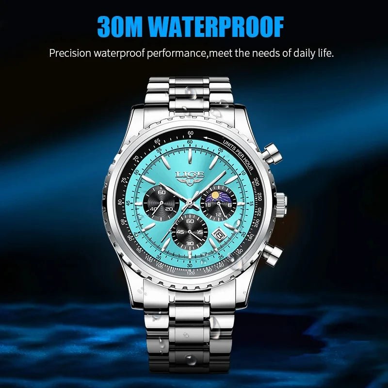 LIGE Neue Top-Marke Luxus Herrenuhren Quarz Männeruhren Wasserdicht Leuchtende Uhr für Männer Datum Chronograph Sport Armbanduhr - flohmarkt-deutschland.shop