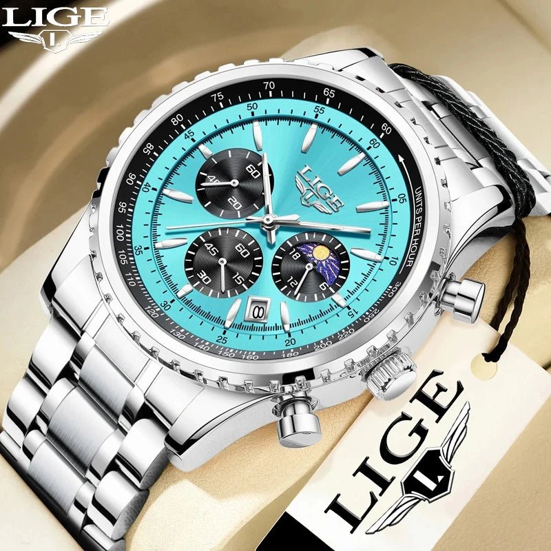 LIGE Neue Top-Marke Luxus Herrenuhren Quarz Männeruhren Wasserdicht Leuchtende Uhr für Männer Datum Chronograph Sport Armbanduhr - flohmarkt-deutschland.shop