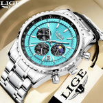 LIGE Neue Top-Marke Luxus Herrenuhren Quarz Männeruhren Wasserdicht Leuchtende Uhr für Männer Datum Chronograph Sport Armbanduhr - flohmarkt-deutschland.shop