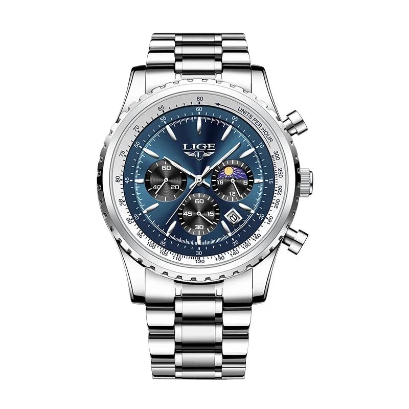 LIGE Neue Top-Marke Luxus Herrenuhren Quarz Männeruhren Wasserdicht Leuchtende Uhr für Männer Datum Chronograph Sport Armbanduhr - flohmarkt-deutschland.shop