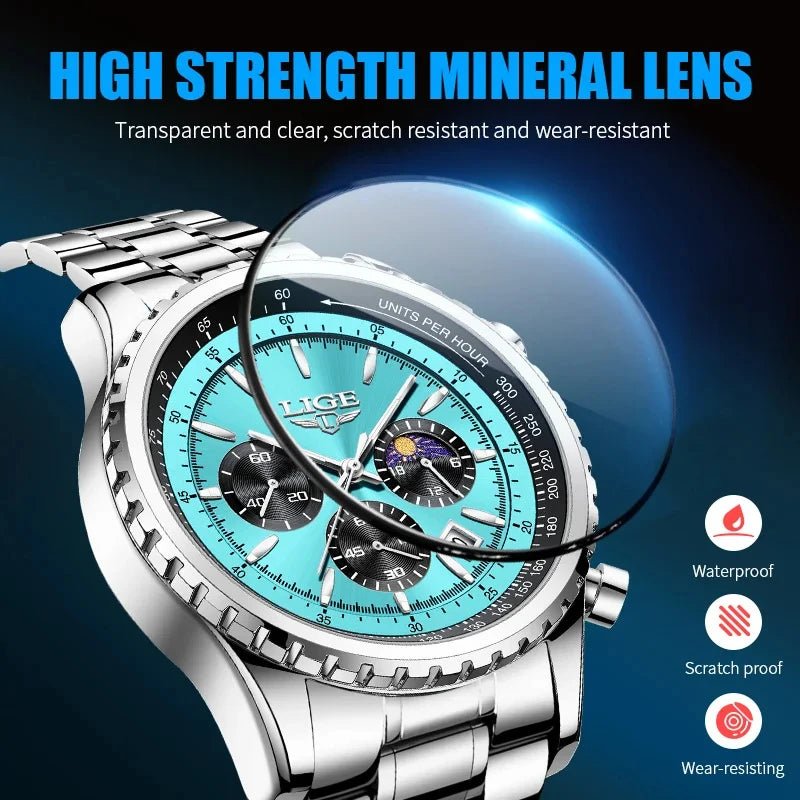 LIGE Neue Top-Marke Luxus Herrenuhren Quarz Männeruhren Wasserdicht Leuchtende Uhr für Männer Datum Chronograph Sport Armbanduhr - flohmarkt-deutschland.shop
