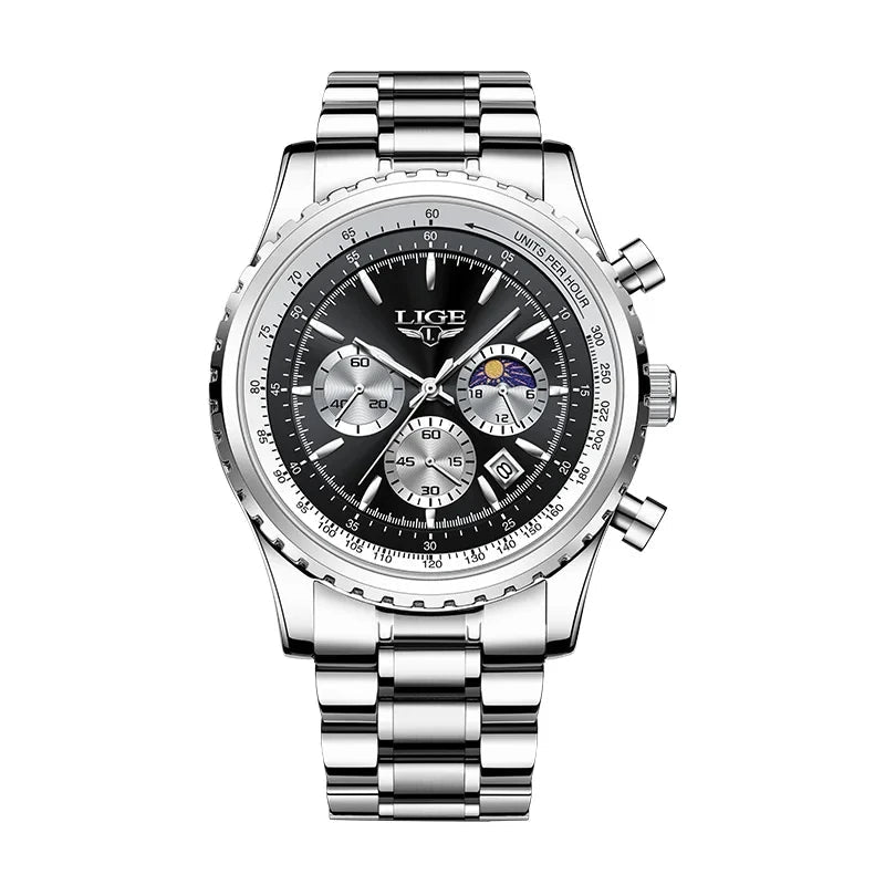 LIGE Neue Top-Marke Luxus Herrenuhren Quarz Männeruhren Wasserdicht Leuchtende Uhr für Männer Datum Chronograph Sport Armbanduhr - flohmarkt-deutschland.shop