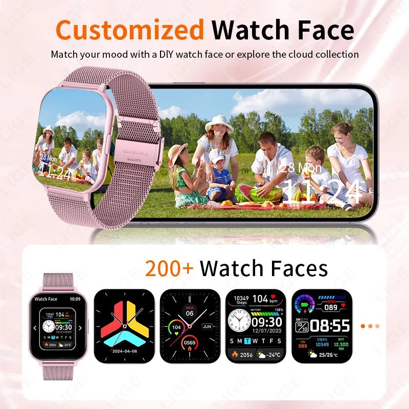 LIGE Smart Uhr Frauen Full Touch Benutzerdefinierte Zifferblatt Herzfrequenz Schlaf Monitor Wasserdichte Uhren Sport Fitness Smartwatch Dame Armband - flohmarkt-deutschland.shop