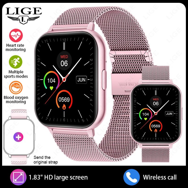 LIGE Smart Uhr Frauen Full Touch Benutzerdefinierte Zifferblatt Herzfrequenz Schlaf Monitor Wasserdichte Uhren Sport Fitness Smartwatch Dame Armband - flohmarkt-deutschland.shop