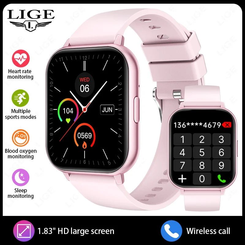 LIGE Smart Uhr Frauen Full Touch Benutzerdefinierte Zifferblatt Herzfrequenz Schlaf Monitor Wasserdichte Uhren Sport Fitness Smartwatch Dame Armband - flohmarkt-deutschland.shop