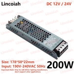 Lighting Transformer DC 12V/24V Power Supply Adapter 5A 12A Ultra thin LED Strip Switch Driver Lamp 60W 100W 150W 200W 300W 400W - flohmarkt-deutschland.shop