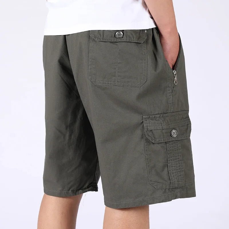 Lightweight Zipper Pockets Khaki Cargo Shorts Men Summer Streetwear Casual Cotton Shorts Breathable Fitness Knee Length Pants - flohmarkt-deutschland.shop