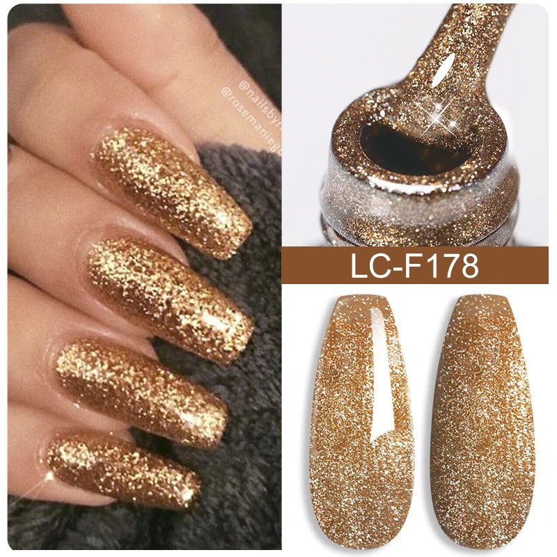 LILYCUTE Gold Aurora Glitter Gel Nagellack Frühling Nude Farbe Langlebig Französisch Für Maniküre Soak Off Nail art UV Gel Lack - flohmarkt-deutschland.shop