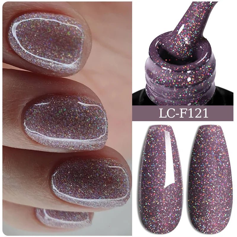 LILYCUTE Gold Aurora Glitter Gel Nagellack Frühling Nude Farbe Langlebig Französisch Für Maniküre Soak Off Nail art UV Gel Lack - flohmarkt-deutschland.shop