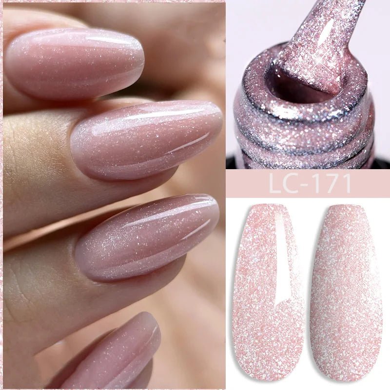 LILYCUTE Gold Aurora Glitter Gel Nagellack Frühling Nude Farbe Langlebig Französisch Für Maniküre Soak Off Nail art UV Gel Lack - flohmarkt-deutschland.shop