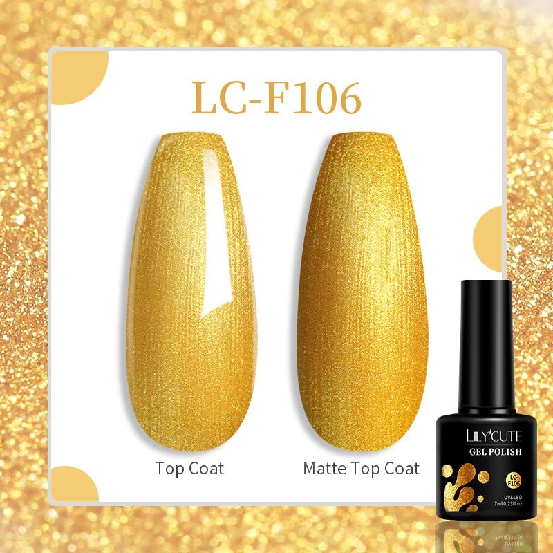 LILYCUTE Gold Aurora Glitter Gel Nagellack Frühling Nude Farbe Langlebig Französisch Für Maniküre Soak Off Nail art UV Gel Lack - flohmarkt-deutschland.shop